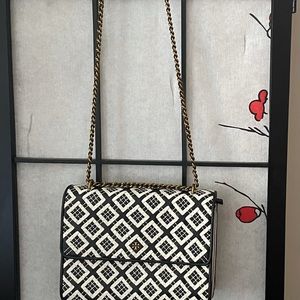 Tory Burch Robinson Woven Leather Convertible Shoulder Bag